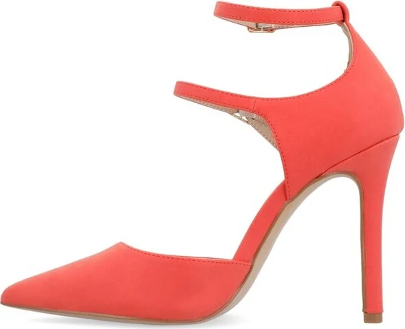 Journee Collection Women's Lilyann Multi Strap Stiletto Pointed Toe Pumps Orange - Image 8