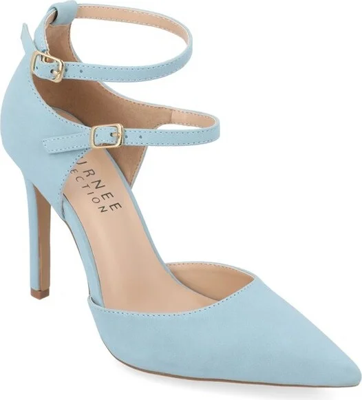 Journee Collection Women's Lilyann Multi Strap Stiletto Pointed Toe Pumps Orange