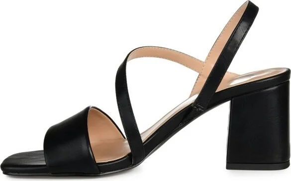 Journee Collection Women's Lirryc Open Toe Mid Block Heel Pumps Black 7WD - Image 3