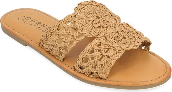 Journee Collection Women's Lissia Slip On Slide Flat Sandals Brown