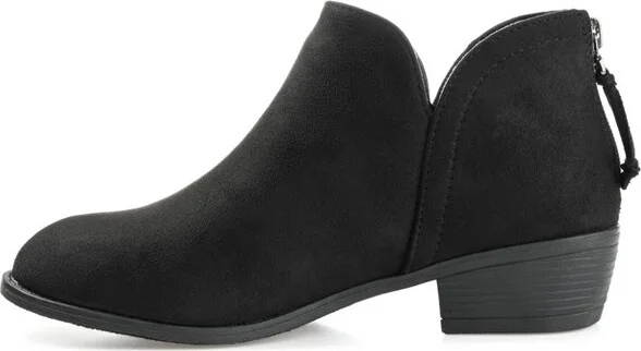 Journee Collection Women's Livvy Back Heel Zip Stacked Heel Booties Black - Image 2