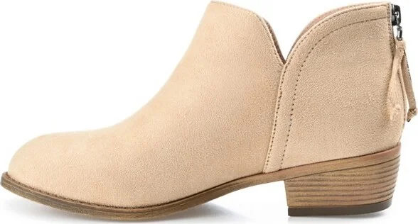 Journee Collection Women's Livvy Back Heel Zip Stacked Heel Booties Black - Image 3