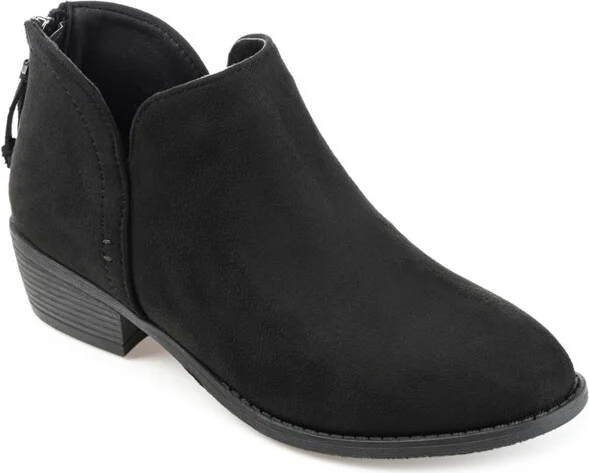 Journee Collection Women's Livvy Back Heel Zip Stacked Heel Booties Black