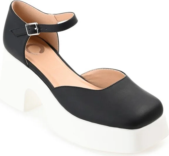 Journee Collection Women's Lizaa Platform Mid Platform Square Toe Pumps Black