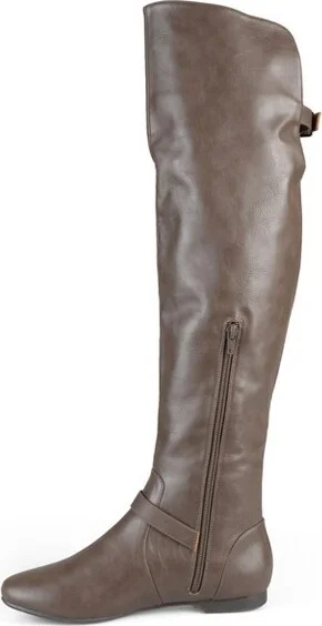 Journee Collection Women's Loft Block Heel Over The Knee Boots Taupe - Image 2