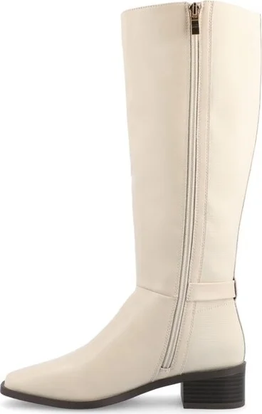 Journee Collection Women's Londyn Stacked Block Heel Square Toe Boots, Brown - Image 4