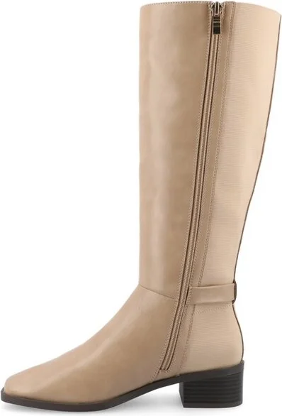 Journee Collection Women's Londyn Stacked Block Heel Square Toe Boots, Brown - Image 5