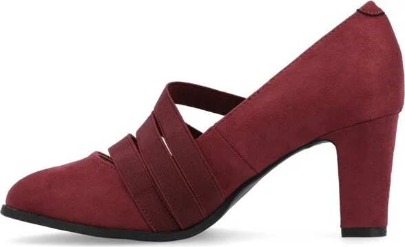 Journee Collection Women's Loren Comfort Insole Medium and Wide Width Round Toe Mid Block Heel Pumps Black 6WD - Image 3