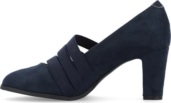 Journee Collection Women's Loren Comfort Insole Medium and Wide Width Round Toe Mid Block Heel Pumps Black 6WD - Image 5