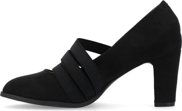 Journee Collection Women's Loren Comfort Insole Medium and Wide Width Round Toe Mid Block Heel Pumps Black 6WD - Image 6