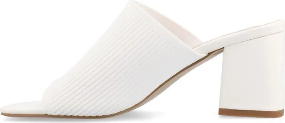 Journee Collection Women's Lorenna Open Square Toe Block Heel Sandals White 9W - Image 2
