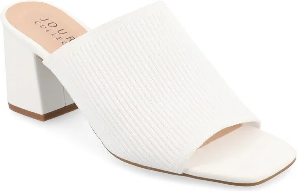 Journee Collection Women's Lorenna Open Square Toe Block Heel Sandals White 9W
