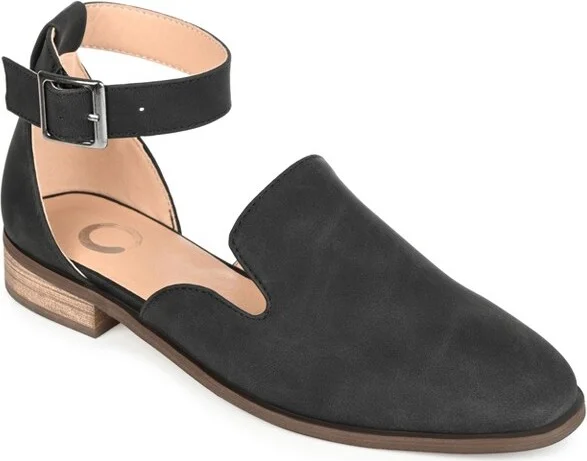 Journee Collection Women's Loreta Buckle Square Toe Loafer Flats Brown