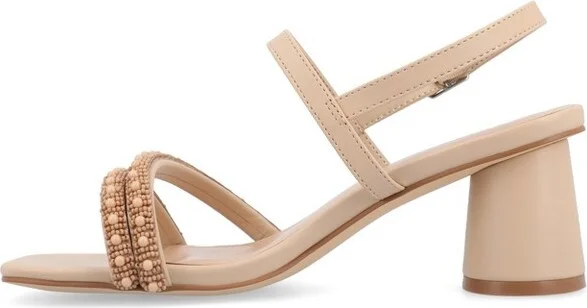 Journee Collection Women's Lornnah Beaded Strap Heeled Sandals, Denim - Image 3