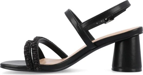 Journee Collection Women's Lornnah Beaded Strap Heeled Sandals, Denim - Image 5