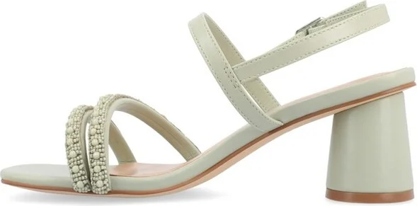 Journee Collection Women's Lornnah Beaded Strap Heeled Sandals, Denim - Image 6