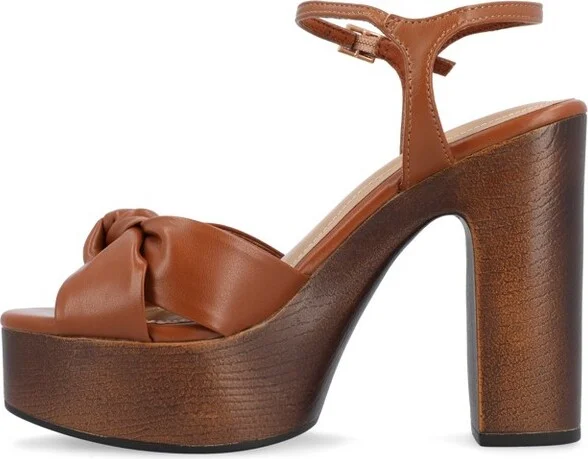 Journee Collection Women's Lorrica High Heel Open Toe Sandals Cognac - Image 4