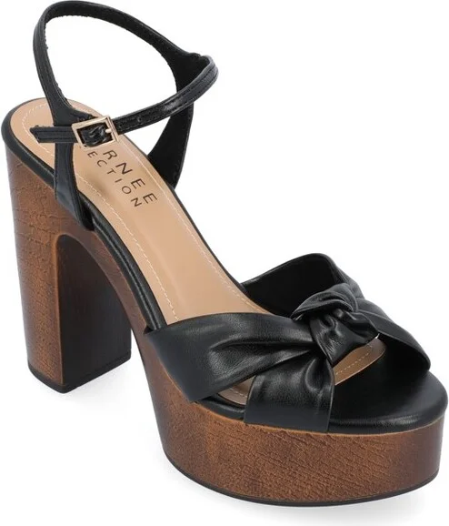 Journee Collection Women's Lorrica High Heel Open Toe Sandals Cognac