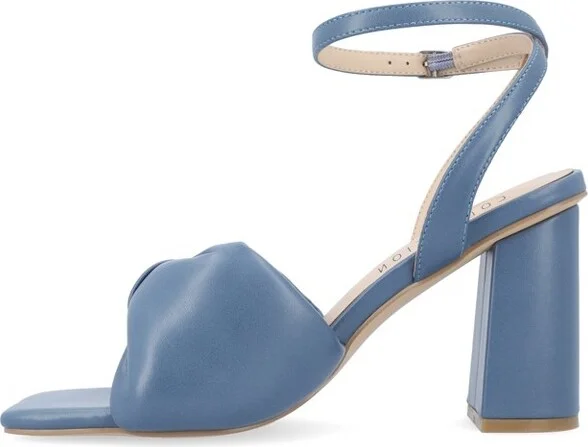 Journee Collection Women's Lottey Mid Heel Ankle Strap Sandals Blue - Image 2