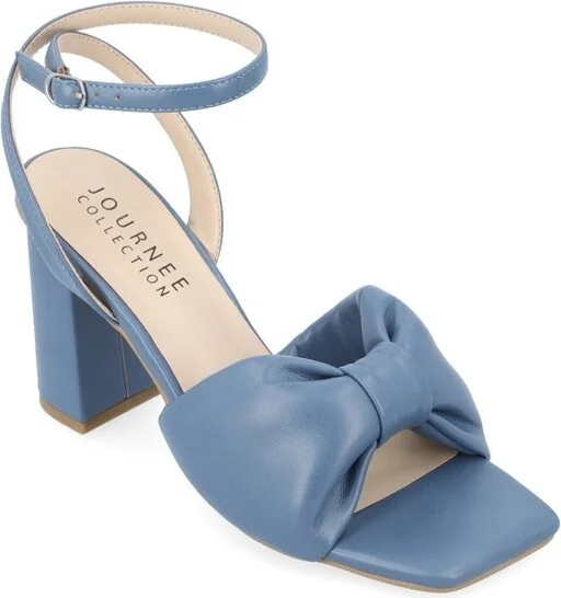 Journee Collection Women's Lottey Mid Heel Ankle Strap Sandals Blue