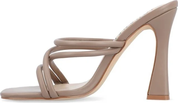 Journee Collection Women's Louisse High Heel Open Toe Pumps Taupe - Image 2