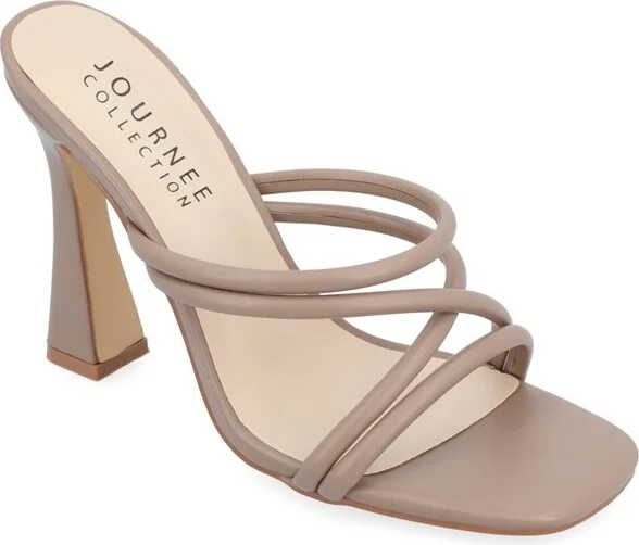 Journee Collection Women's Louisse High Heel Open Toe Pumps Taupe