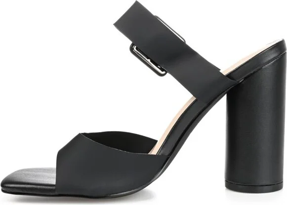Journee Collection Women's Luca Open Square Toe Block Heel Sandals Blue - Image 4