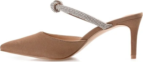 Journee Collection Women's Lunna Mules Mid Stiletto Pointed Toe Pumps Tan - Image 3