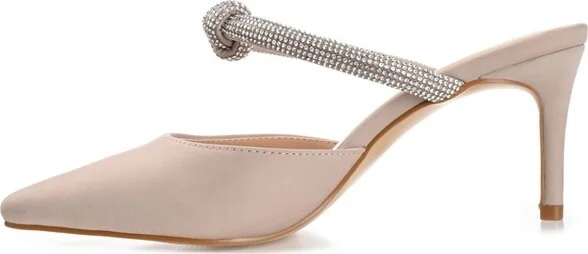 Journee Collection Women's Lunna Mules Mid Stiletto Pointed Toe Pumps Tan - Image 4