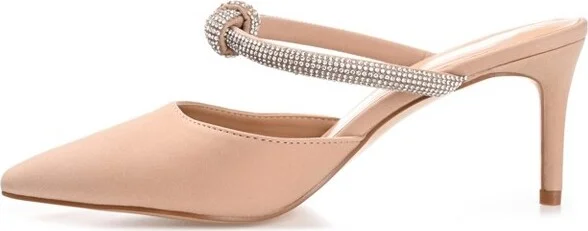 Journee Collection Women's Lunna Mules Mid Stiletto Pointed Toe Pumps Tan - Image 5