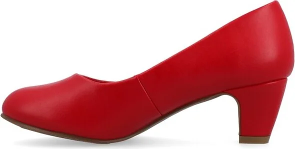 Journee Collection Women's Luu-m Comfort Insole Round Toe Low Block Heel Pumps Red - Image 2