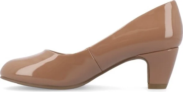 Journee Collection Women's Luu-m Comfort Insole Round Toe Low Block Heel Pumps Red - Image 6