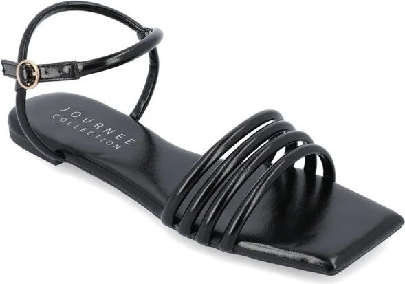 Journee Collection Women's Lyddea Buckle Multi Strap Sandal Black