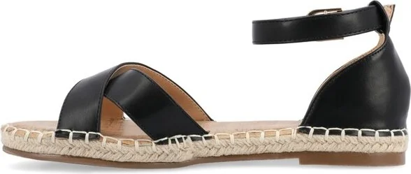 Journee Collection Women's Lyddia Espadrille Flat Sandals Black 7W - Image 10