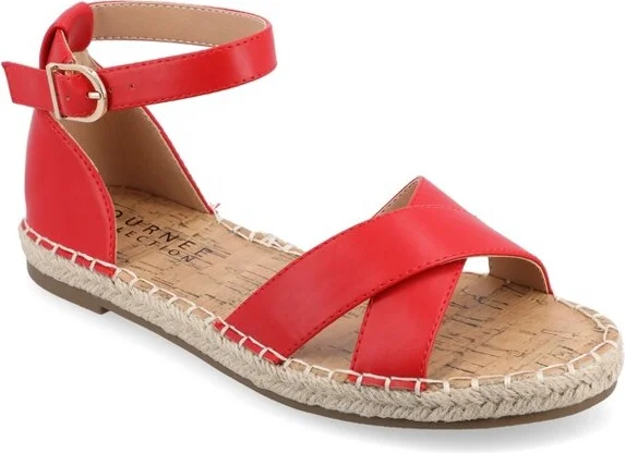 Journee Collection Women's Lyddia Espadrille Flat Sandals Black 7W