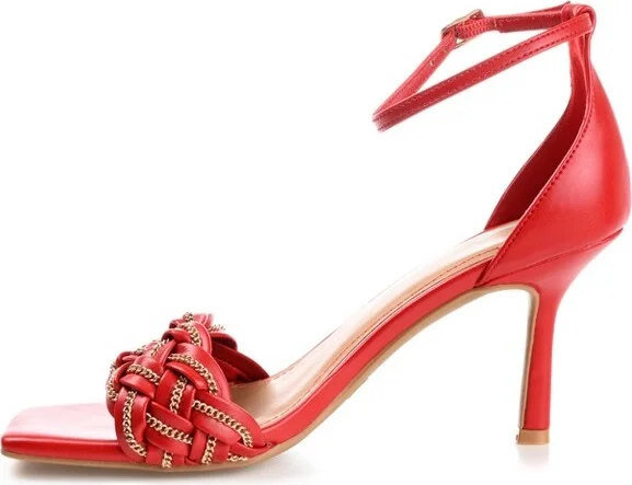 Journee Collection Women's Mabella Open Toe Mid Stiletto Pumps Red - Image 2