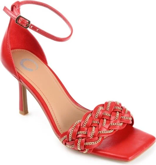 Journee Collection Women's Mabella Open Toe Mid Stiletto Pumps Red