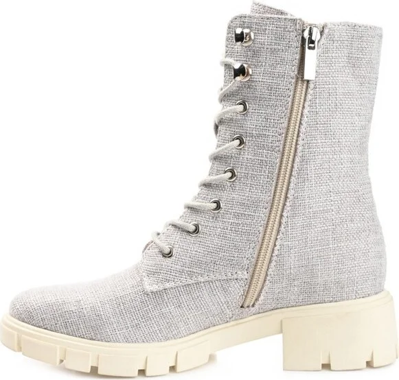 Journee Collection Women's Madelynn Lace Up Block Heel Booties Grey - Image 2