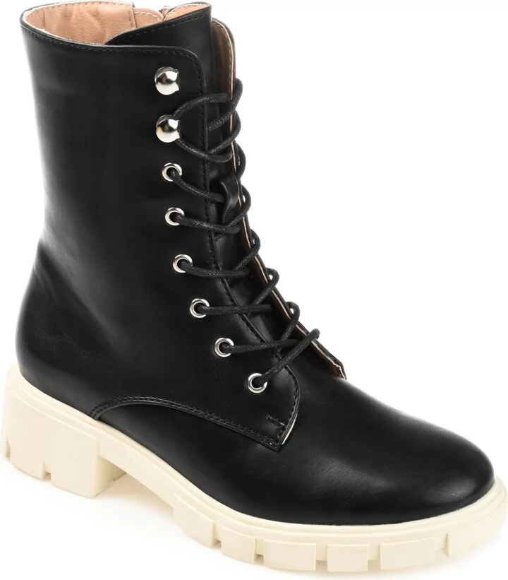 Journee Collection Women's Madelynn Lace Up Lug Sole Combat Boots
