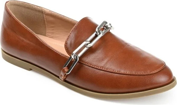 Journee Collection Women's Madison Slip On Round Toe Loafer Flats Brown