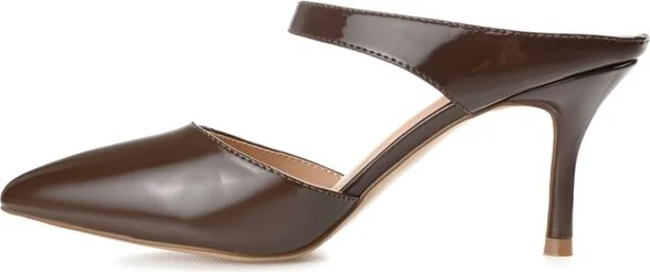 Journee Collection Women's Maevali Mules Mid Stiletto Pointed Toe Pumps Patent/Black - Image 8