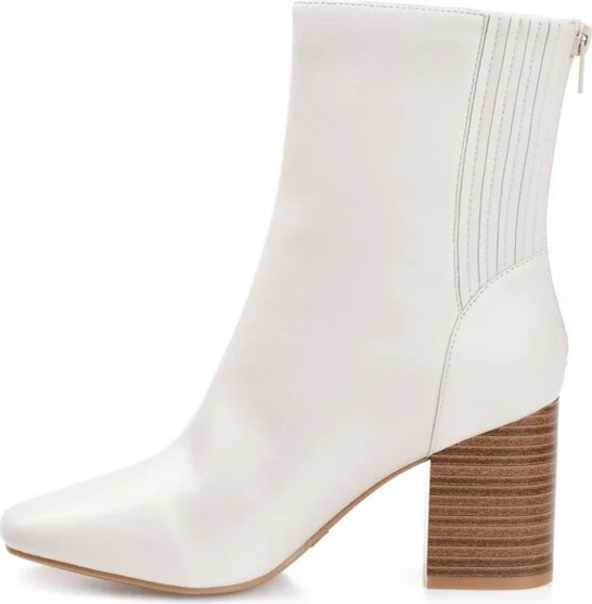 Journee Collection Women's Maize Back Heel Zip Stacked Heel Booties Bone - Image 2