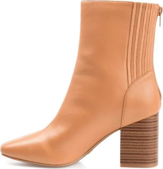 Journee Collection Women's Maize Back Heel Zip Stacked Heel Booties Bone - Image 3