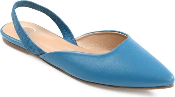 Journee Collection Womens Mallorca Pull On Almond Toe Sling-Back Flats Blue 7.5