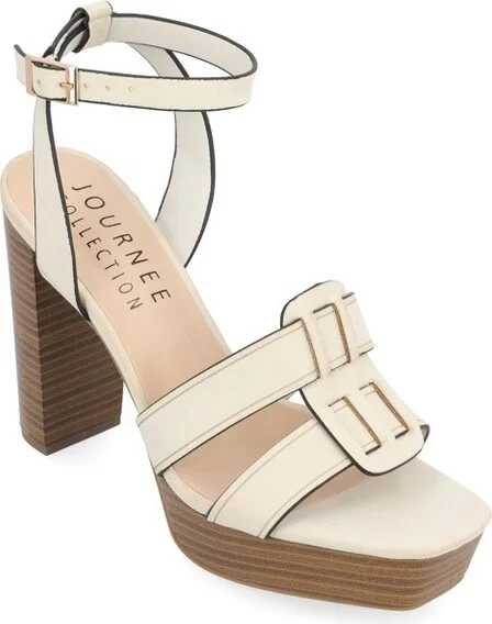 Journee Collection Women's Mandilyn High Heel Platform Sandals Bone