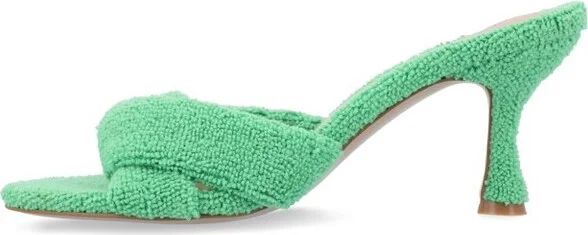 Journee Collection Women's Mannon Soft Terry Cloth Slip On Open Toe Pumps Green - Image 3