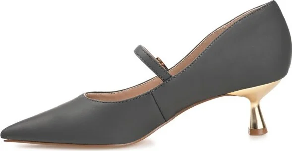 Journee Collection Women's Manza Kitten Heel Mary Jane Pointed Toe Pumps Blue - Image 2