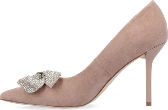 Journee Collection Women's Marcie Mid Heel Pointed Toe Pumps Taupe - Image 2