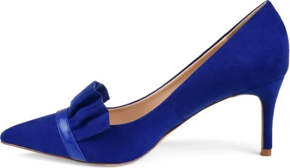 Journee Collection Women's Marek Pointed Toe Mid Heel Pumps Blue - Image 2