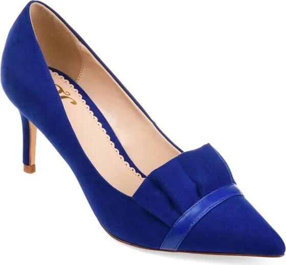 Journee Collection Women's Marek Pointed Toe Mid Heel Pumps Blue